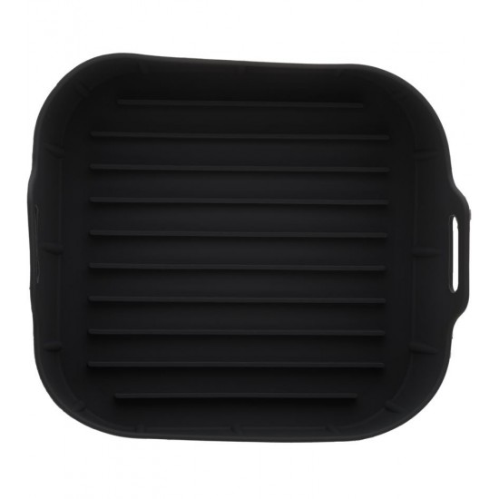 Forma 20x9cm Quadrada De Silicone Para Air Fryer Preta